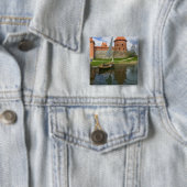 Eilandkasteel aan het Galvemeer, Trakai, Litouwen Vierkante Button 5,1 Cm (In situ)