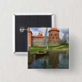 Eilandkasteel aan het Galvemeer, Trakai, Litouwen Vierkante Button 5,1 Cm (Voorkant /achterkant)