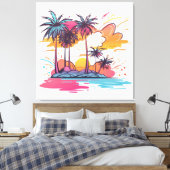 Eilandlandschap met palmbomen canvas afdruk (Insitu (Slaapkamer))