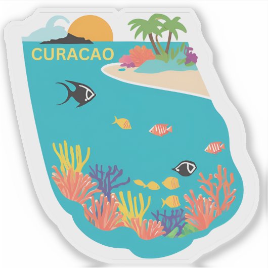 Eilandleven Curacao stijl Sticker (Voorkant)