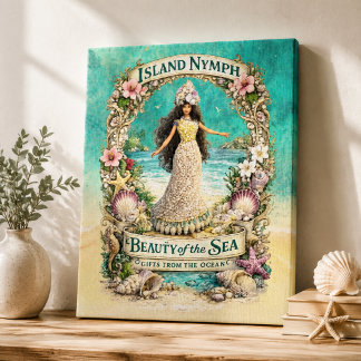 Eilandnimf Tropische Spirituele Oceaan Fantasie Ku Canvas Afdruk