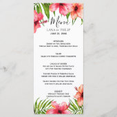 eilandparadijs | Waterverf Bloemen Palmen Bruiloft Menu (Voorkant)