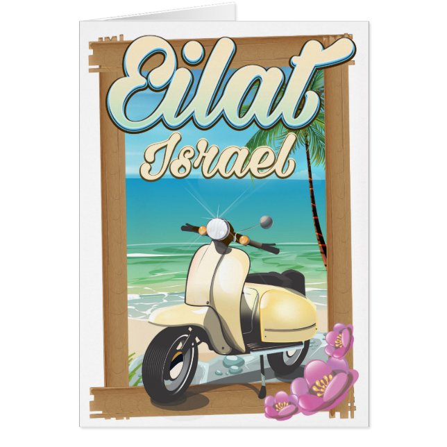 Eilat Beach Israel scooter reisposter (Voorkant)