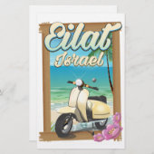 Eilat Beach Israel scooter reisposter Briefpapier (Voorkant / Achterkant)