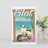Eilat Beach Israel scooter reisposter Briefpapier (Staand voorkant)