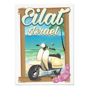 Eilat Beach Israel scooter reisposter Foto Afdruk