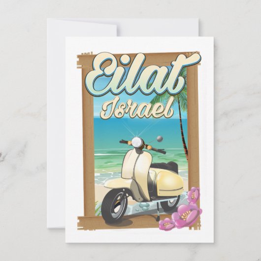 Eilat Beach Israel scooter reisposter Kaart (Achterkant)