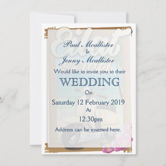 Eilat Beach Israel scooter reisposter Kaart (Voorkant)