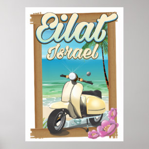 Eilat Beach Israel scooter reisposter Poster