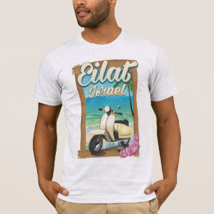 Eilat Beach Israel scooter reisposter T-shirt