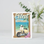 Eilat Strand Israël scooter reisposter Briefkaart (Staand voorkant)