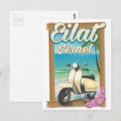 Eilat Strand Israël scooter reisposter Briefkaart (Voorkant / Achterkant)