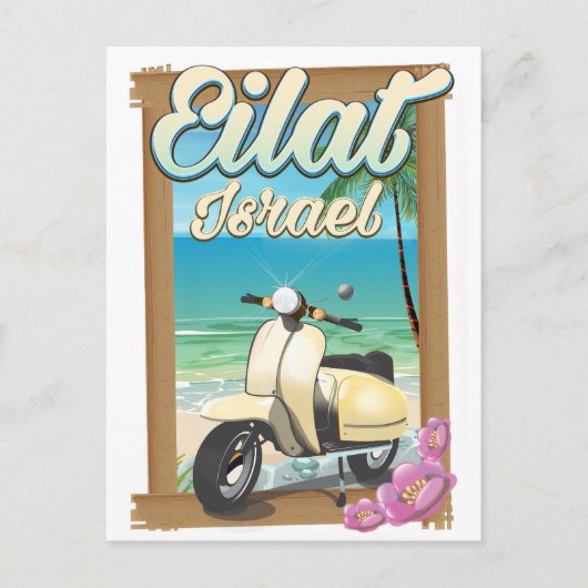 Eilat Strand Israël scooter reisposter Briefkaart (Voorkant)