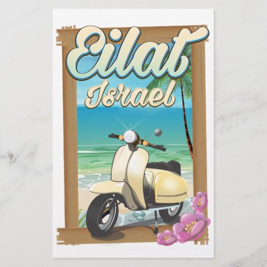 Eilat Strand Israël scooter reisposter Briefpapier (Voorkant)