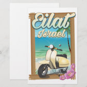 Eilat Strand Israël scooter reisposter Briefpapier (Voorkant / Achterkant)