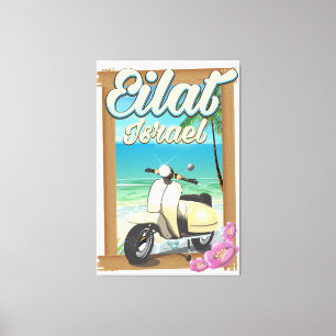 Eilat Strand Israël scooter reisposter Canvas Afdruk