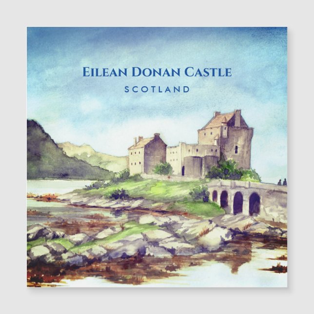 Eilean Donan Castle Scotland Waterverf Painting (Voorkant)