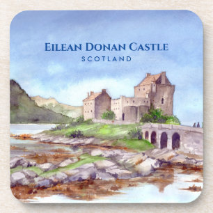 Eilean Donan Castle Scotland Waterverf Painting Bier Onderzetter