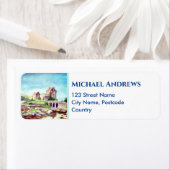 Eilean Donan Castle Scotland Waterverf Painting Etiket (Insitu)