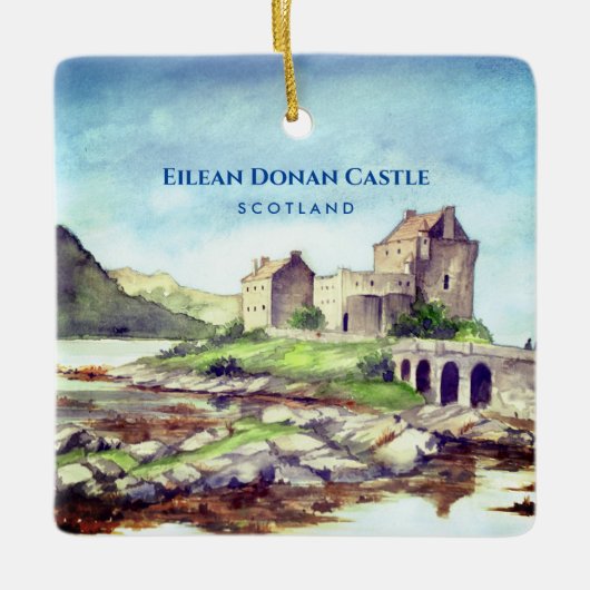 Eilean Donan Castle Scotland Waterverf Painting Keramisch Ornament (Voorkant)