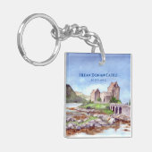 Eilean Donan Castle Scotland Waterverf Painting Sleutelhanger (Voorkant Links)