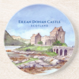 Eilean Donan Castle Scotland Waterverf Painting Zandsteen Onderzetter