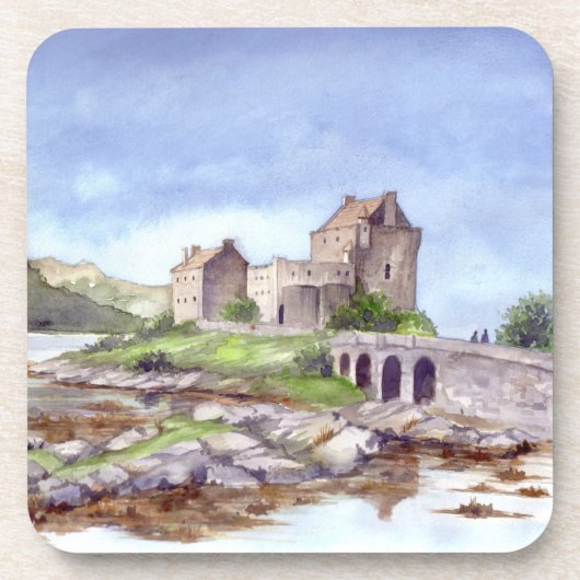Eilean Donan Castle Waterverf Painting Bier Onderzetter (Voorkant)