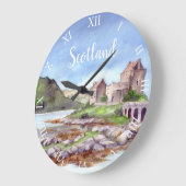 Eilean Donan Castle Waterverf Painting Grote Klok (Hoek)