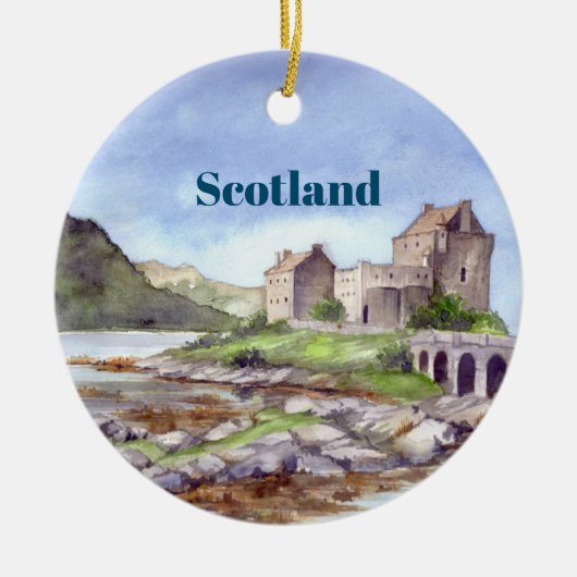 Eilean Donan Castle Waterverf Painting Keramisch Ornament (Voorkant)