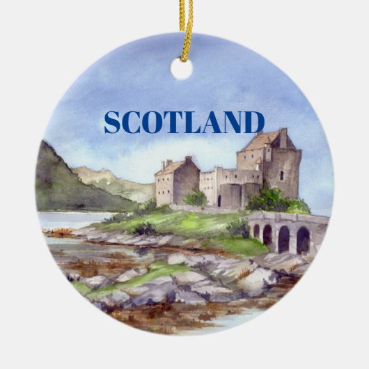 Eilean Donan Castle Waterverf Painting Keramisch Ornament (Voorkant)