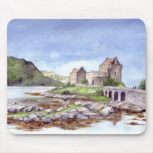 Eilean Donan Castle Waterverf Painting Muismat (Voorkant)