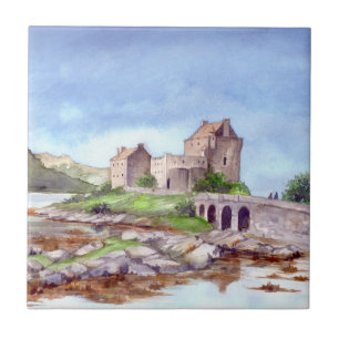 Eilean Donan Castle Waterverf Painting Tegeltje