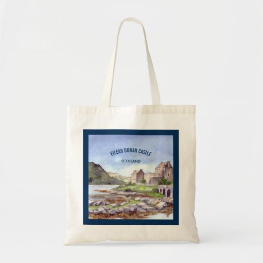 Eilean Donan Castle Waterverf Painting Tote Bag (Voorkant)
