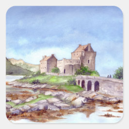 Eilean Donan Castle Waterverf Painting Vierkante Sticker