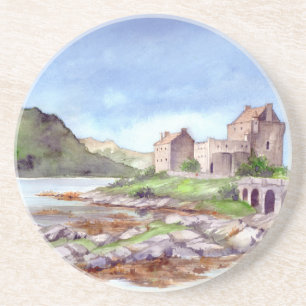 Eilean Donan Castle Waterverf Painting Zandsteen Onderzetter