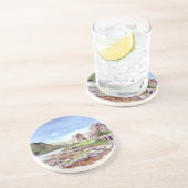 Eilean Donan Castle Waterverf Painting Zandsteen Onderzetter (Zijkant)