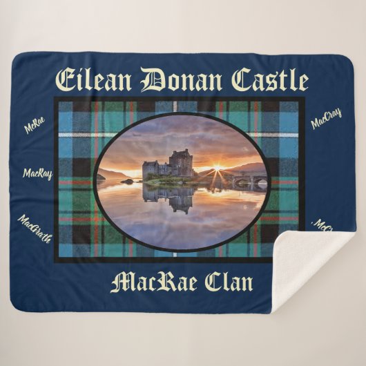 Eilean Donan Castle's MacRae Clan Tartan Sherpa Deken (Voorkant (horizontaal))