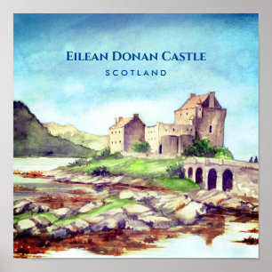 Eilean Donan Kasteel Schotland Aquarel Schilderij Poster