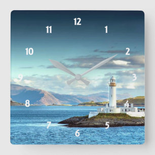 Eilean Musdile Lighthouse Scotland Schilderachtig  Vierkante Klok