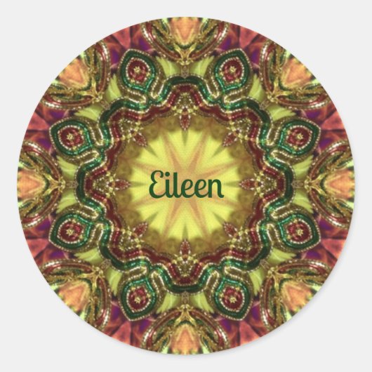 EILEEN ~ KALEIDOSCOPE CHRISTMAS ~ RONDE STICKER (Voorkant)
