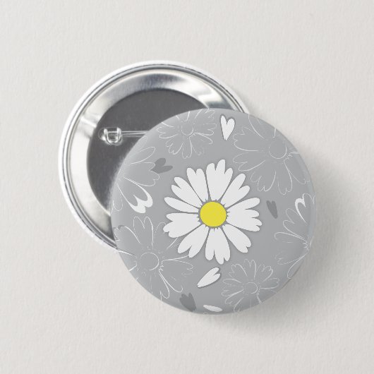 Eilin's Daisy Flower Ronde Button 5,7 Cm (Voorkant /achterkant)