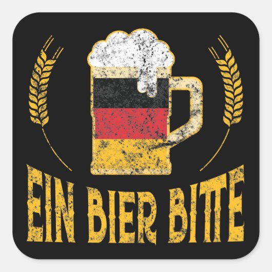Ein Bier Bitte German Flag One Beer alsjeblieft Vierkante Sticker (Voorkant)