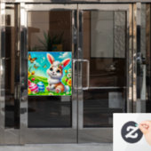 Ein glücklicher Hase Raamsticker (Kantoordeur)