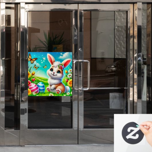 Ein glücklicher Hase Raamsticker (Kantoordeur)
