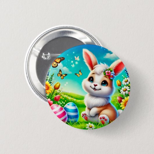 Ein glücklicher Hase Ronde Button 5,7 Cm (Voorkant /achterkant)