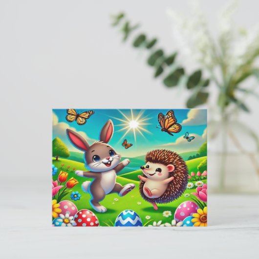 Ein glücklicher Hase und Igel Briefkaart (Staand voorkant)