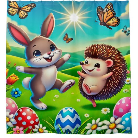 Ein glücklicher Hase und Igel Douchegordijn (Voorkant)