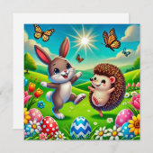 Ein glücklicher Hase und Igel Feestdagenkaart (Voorkant / Achterkant)