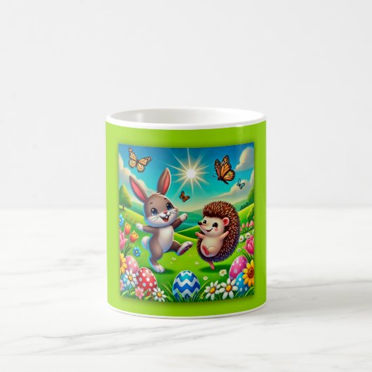 Ein glücklicher Hase und Igel Koffiemok (Center)