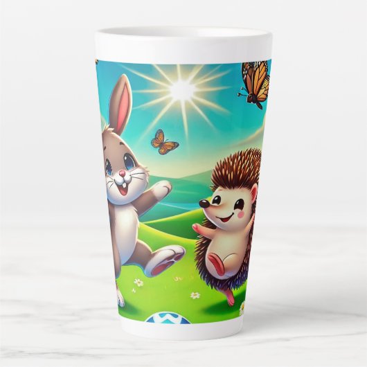 Ein glücklicher Hase und Igel Latte Mok (Voorkant)